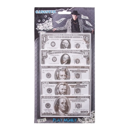 Speelgoed geld - 100 stuks - 1-10-20-50-100 dollar - 6,5 x 14 cm