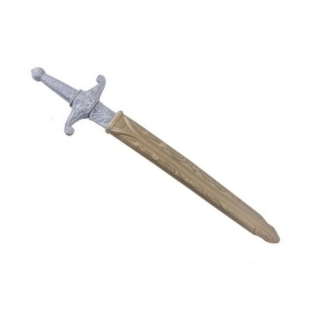 Speelgoed Ridder zwaard goud met zilveren schede van 60 cm