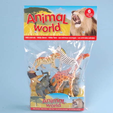 Speelgoed  Wilde dieren van plastic 6 stuks van ongeveer 10 cm