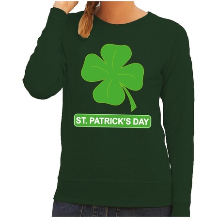 St. Patricksday klavertje sweater groen dames