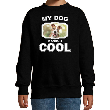 Staffordshire bull terrier honden trui / sweater my dog is serious cool zwart voor kinderen
