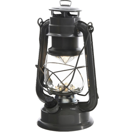 Stormlantaarn - LED licht - antraciet grijs - 24 cm - Campinglamp/campinglicht