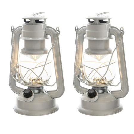 2x pieces white LED light lantern 24 cm