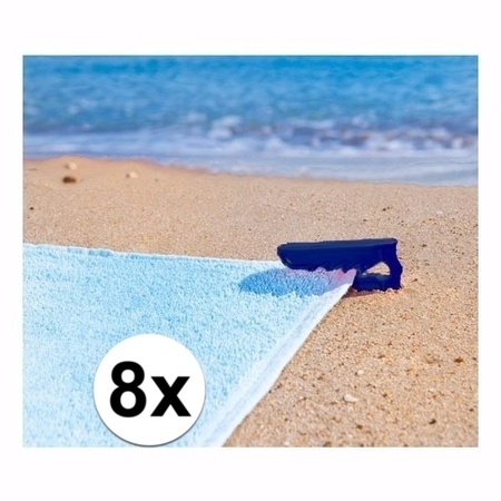 Beach towel clips blue 8 pcs