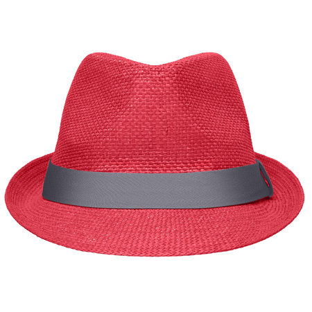 Street style trilby hoedje rood met donkergrijs