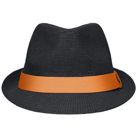 Street style trilby hat black and orange