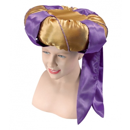 Sultan hoed goud en paars