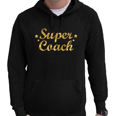 Super coach gold glitter hoodie black men
