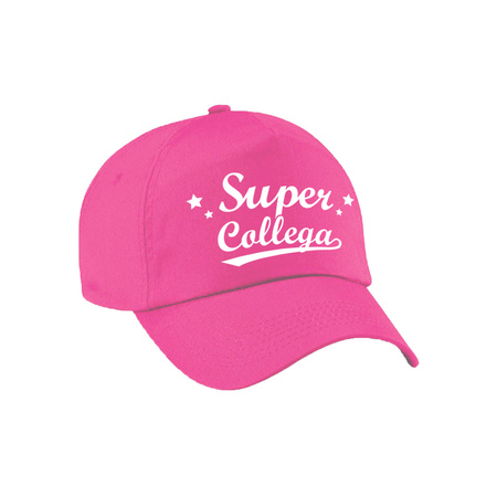 Super collega cadeau pet /cap roze voor volwassenen