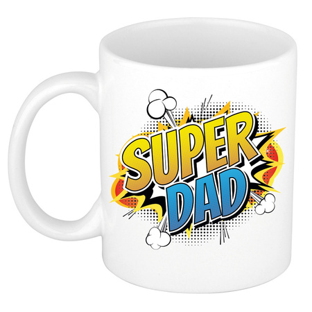 Pop art Super Dad en Mom mug - Gift cup set for Dad and Mom