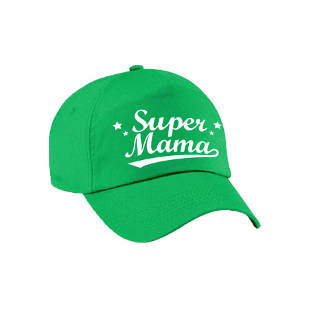 Super mama  moederdag cadeau pet /cap groen voor dames