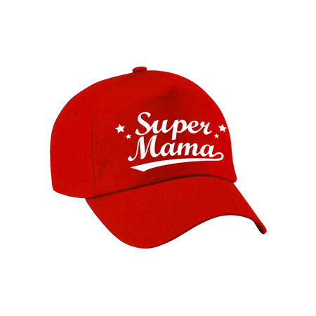 Super mama  moederdag cadeau pet /cap rood voor dames