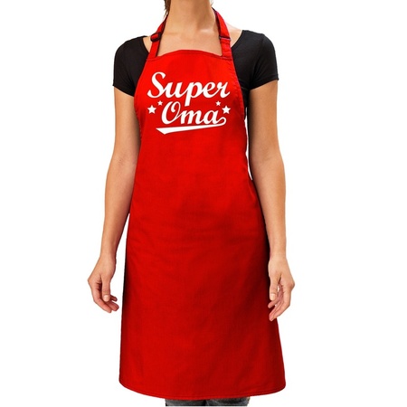 Super oma bbq apron red for women 