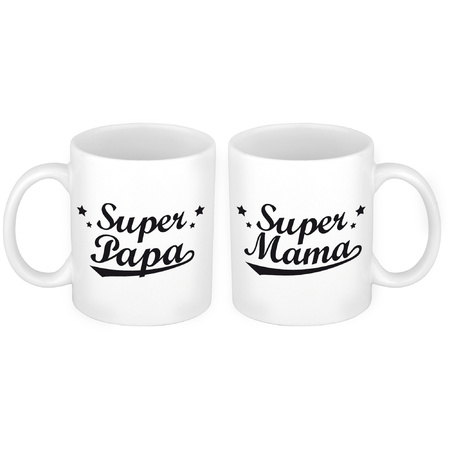 Super papa en mama mug - Gift cup set for Dad and Mom