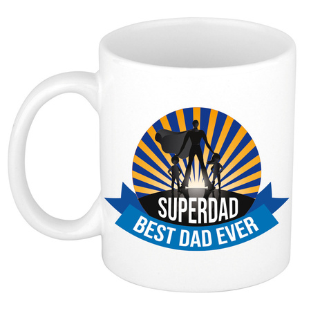 Superdad, best dad ever vaderdag cadeau mok / beker wit 
