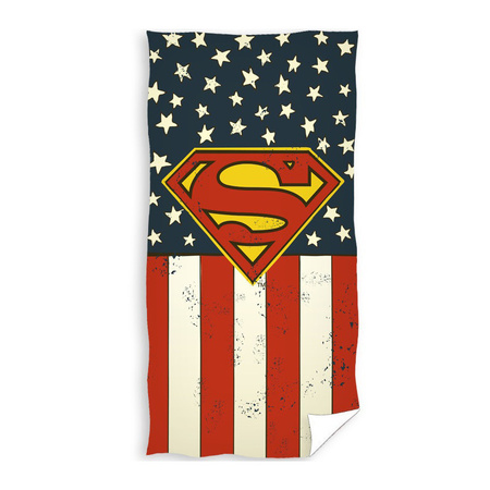 Superman badlaken/strandlaken met Amerikaanse Vlag 70 x 140 cm