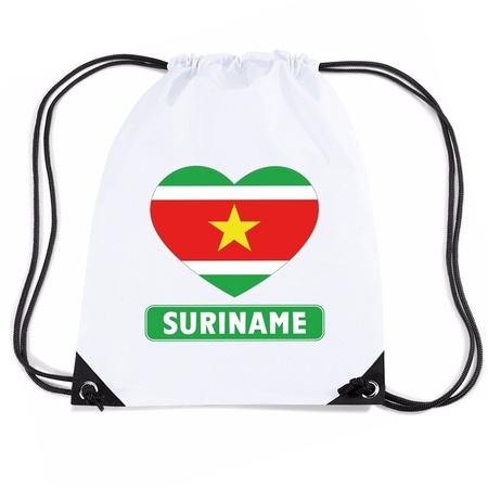 Suriname hart vlag nylon rugzak wit