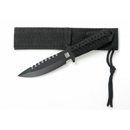 Survival knife with black nylon cover