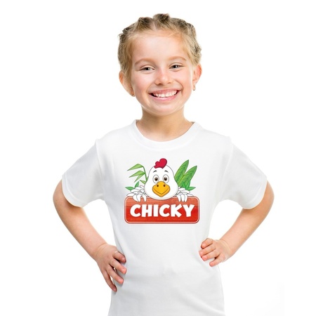T-shirt wit voor kinderen met Chicky de kip