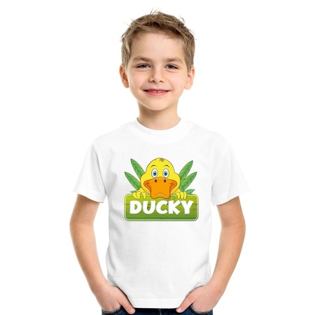 T-shirt wit voor kinderen met Ducky de eend