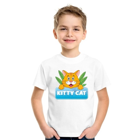 T-shirt wit voor kinderen met Kitty Cat