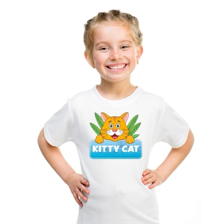 T-shirt wit voor kinderen met Kitty Cat