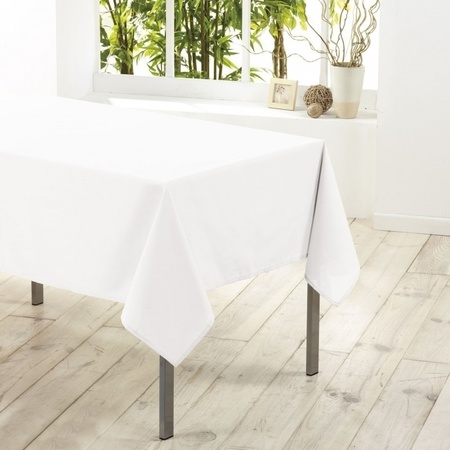 Tafelkleed/tafellaken wit 140 x 250 cm textiel/stof