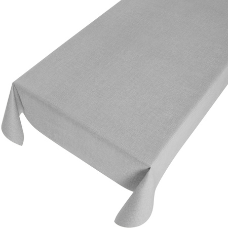 Oilcloth / tablecloth linen look light grey 140 x 245 cm