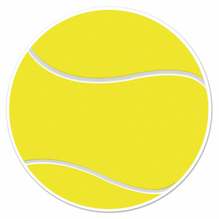 Tennisbal sport decoratie sticker versiering - geel - dia 13 cm - vinyl