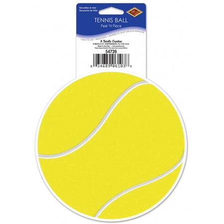 Tennis ball vinyl deco sticker - yellow - 13 cm - sport theme decorations