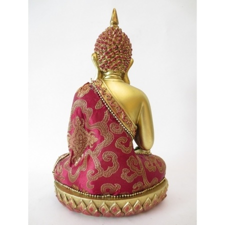 Thaise Boeddha beeldje rood met ketting 22 cm