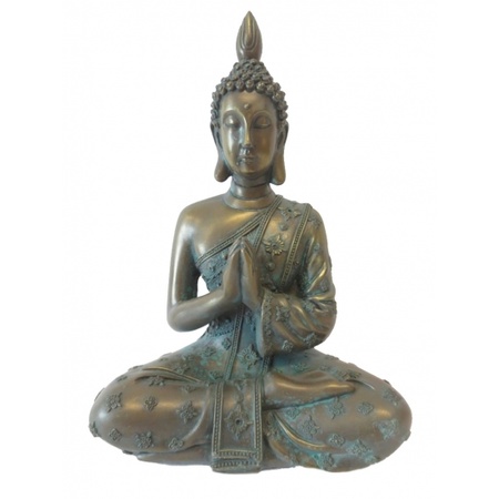 Thaise mediterende Boeddha beeldje brons 18 cm
