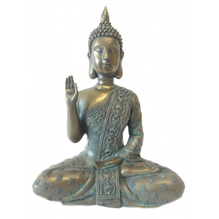 Thaise mediterende Boeddha beeldje brons 28 cm
