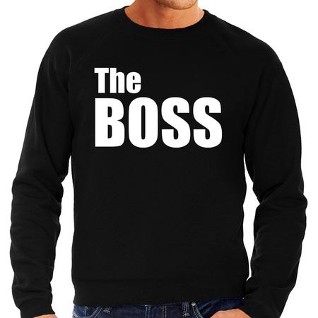The boss sweater / trui zwart met witte letters voor heren 