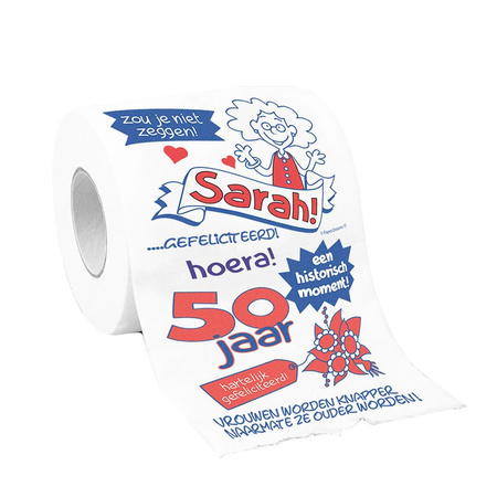 Toiletpapier Sarah 50 jaar fun tekst decoratie/versiering