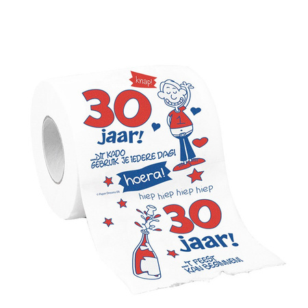 Toiletpapier/wc-papier 30 jaar vrouw verjaardagsversiering