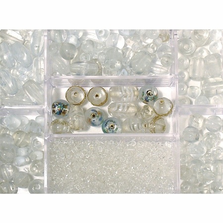 Transparant glass beads in storage box 115 gram