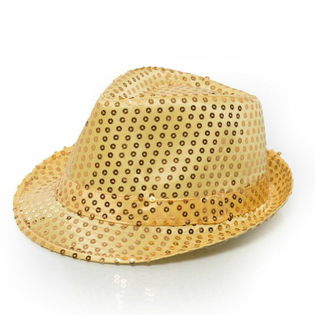 Toppers - Carnaval verkleed set - hoedje en bretels - goud - volwassenen - glitters