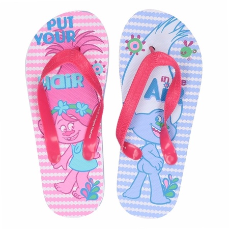 Trolls flip flops pink/blue for girls
