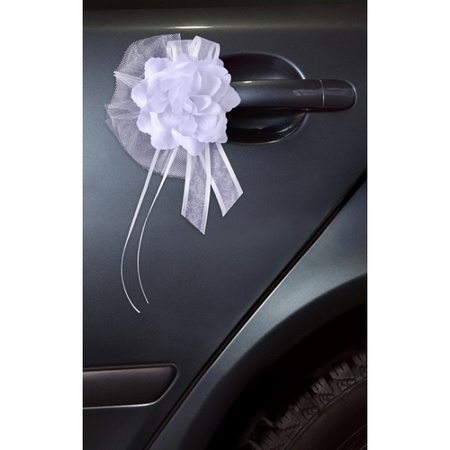 Wedding car antenna ribbons - Wedding - white - 4x pieces - just married