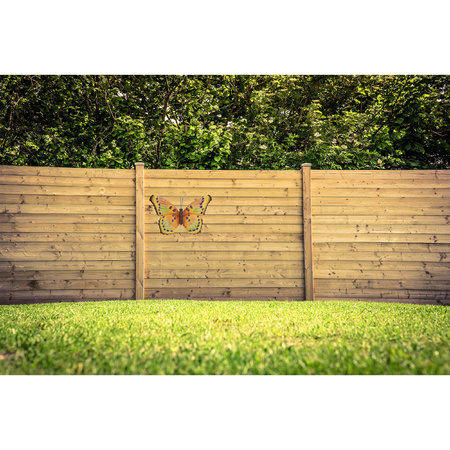 Garden/fence decoration yellow/purple butterfly 35 cm
