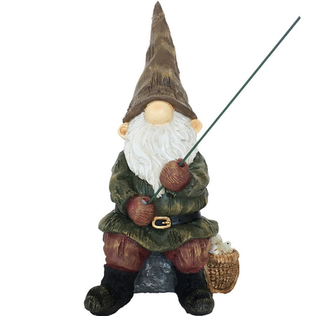 Garden gnome fisherman gardener with fishing rod 25 cm