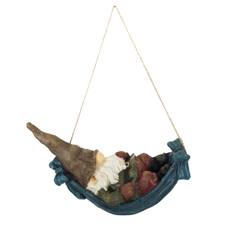 Garden gnome in hammock 22 x 13 cm