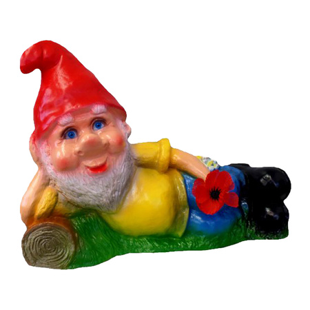 Garden gnome lying on grass 30 cm
