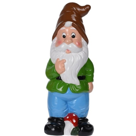 Garden gnome with brown hat 30 cm