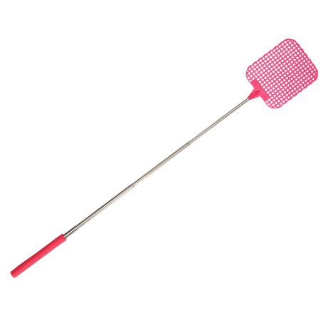 Uitschuifbare vliegenmepper roze 60 cm