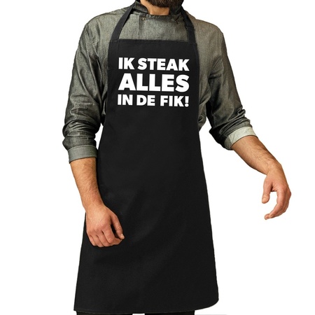 Father's Day present - Ik steak alles in de fik - BBQ - black - for men - kitchen apron