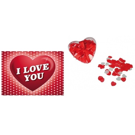 Valentijnsdag cadeau hartjes bad confetti met valentijnskaart