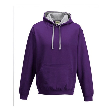 Varsity hoodie sweater purple with grey hood