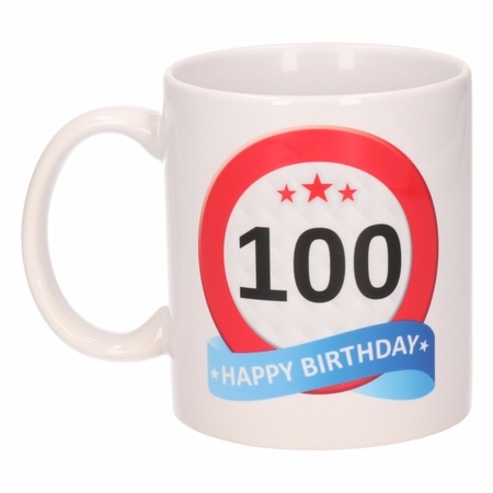 Verjaardag 100 jaar verkeersbord mok / beker